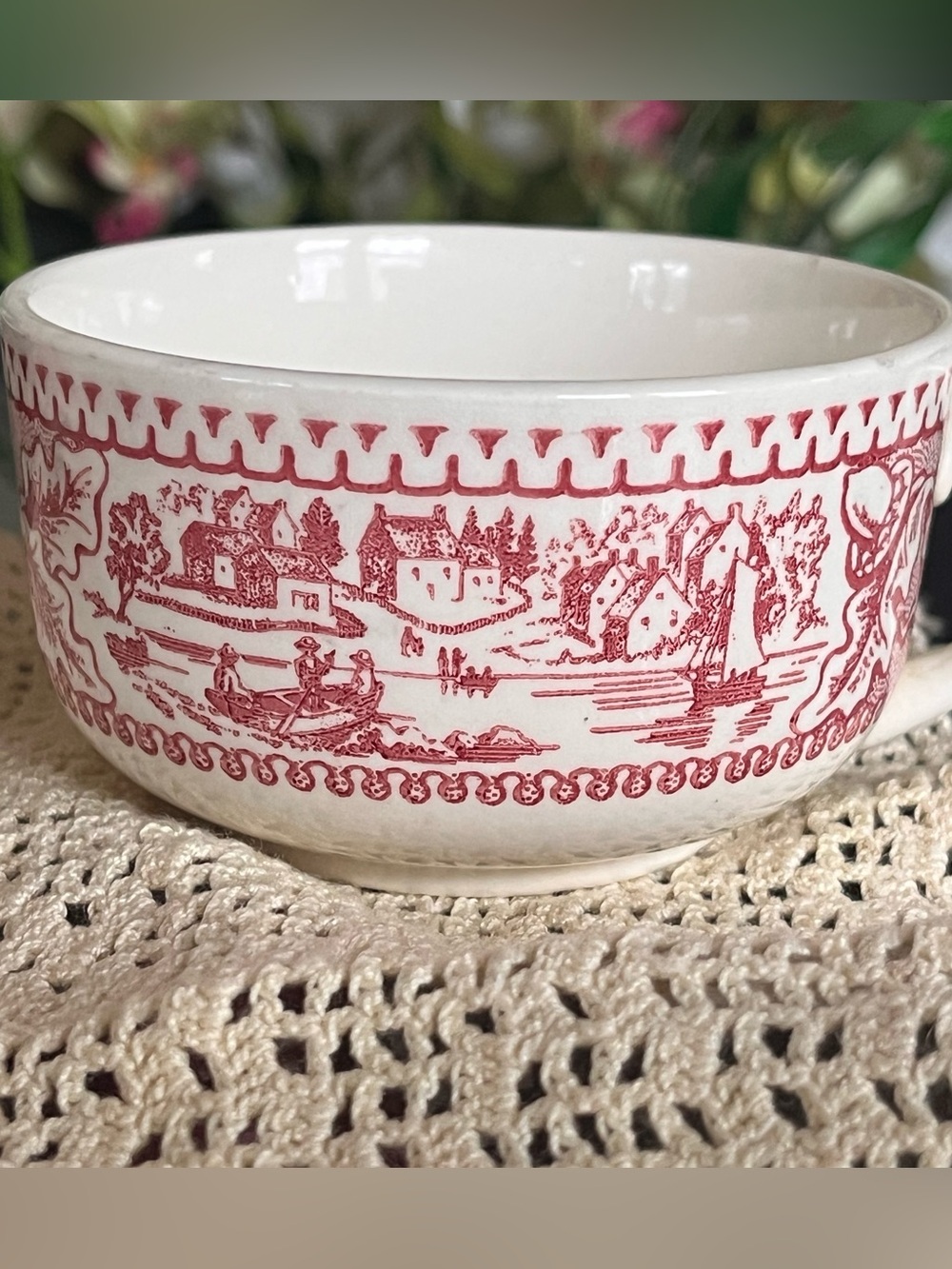 Classic Red Transferware Tea/Coffee Cup- White and Red - Picture 2 of 4